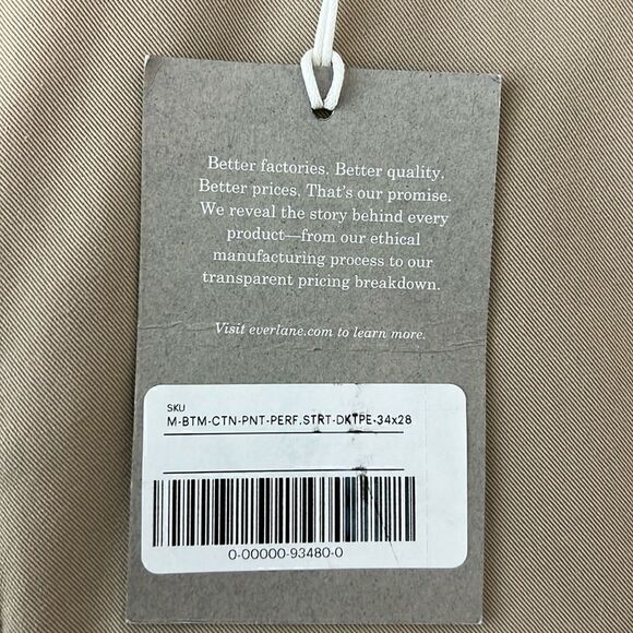 NWT Everlane The Performance Chino | Uniform Straight Fit Abalone Size 34 X 28 - Picture 3 of 11